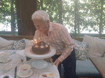 TAKING THE CAKE: Bernard   Skibben celebrates...