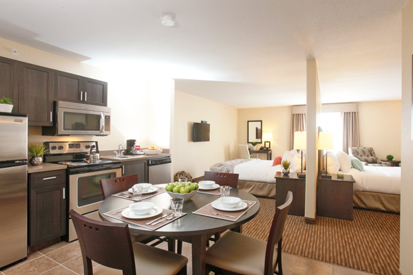 Booking a hotel room with a kitchen is a great way to stick to a meal schedule