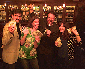 You lucky people: our pub quiz winners with host Sandro Monetti